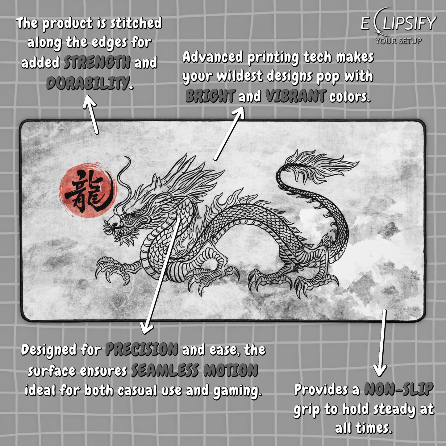 Serpent Guardian: Japanese Dragon Gaming Mouse Pad