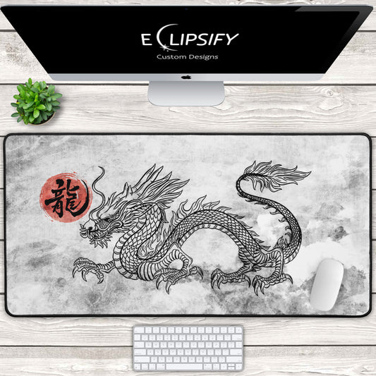 Serpent Guardian: Japanese Dragon Gaming Mouse Pad