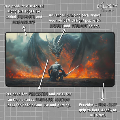 Inferno Duel: Dragon vs Knight Gaming Mouse Pad