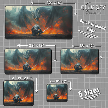 Inferno Duel: Dragon vs Knight Gaming Mouse Pad