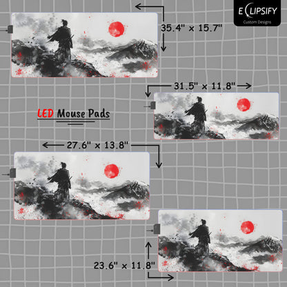 The Samurai Path: Japanese Samurai Ink Gaming Mouse Pad