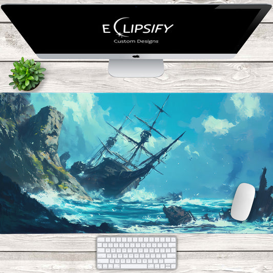 Shipwrecked: Pirate Ship Gaming Mouse Pad