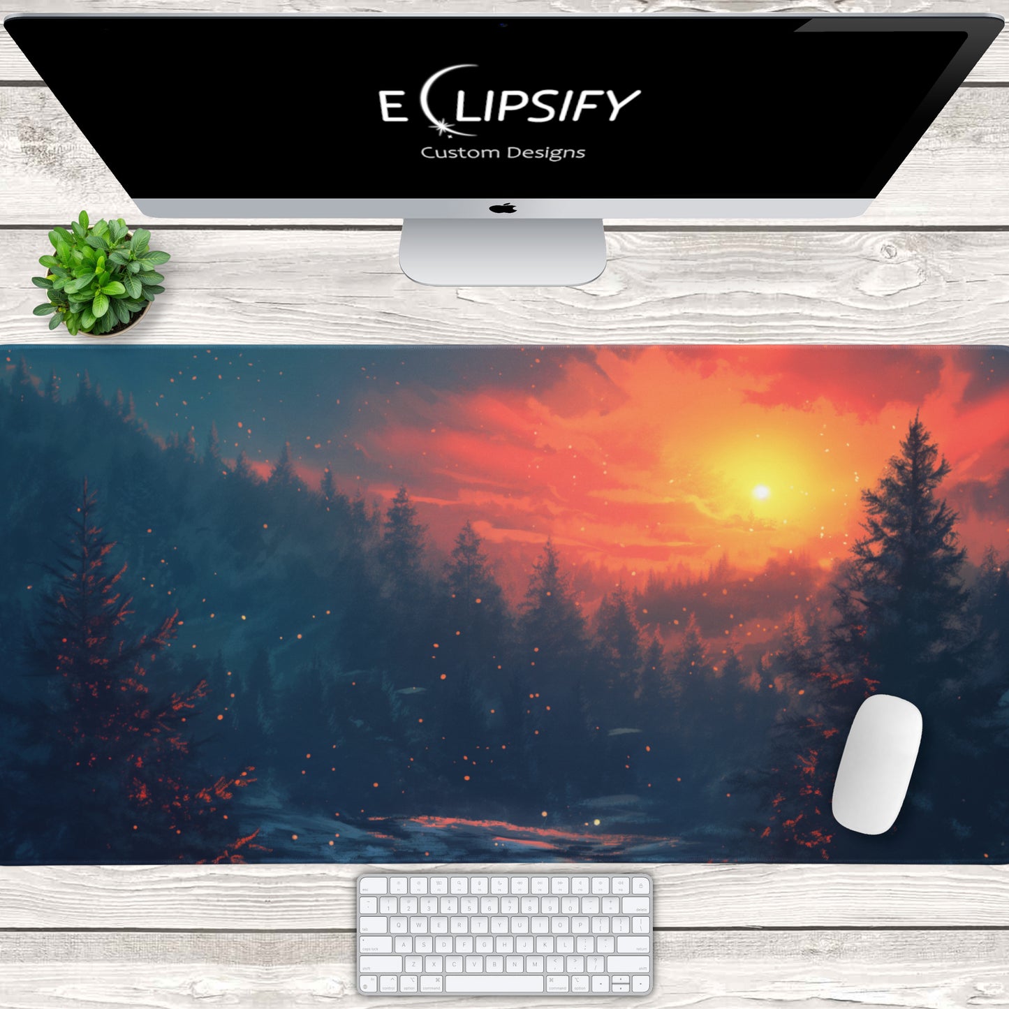 Blue Serenity: Snow Winter Landscape Mouse Pad