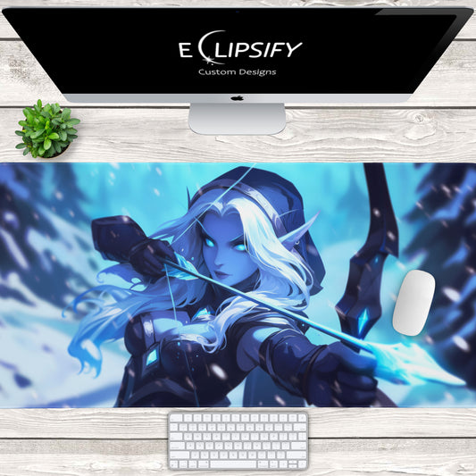 Frost Ranger: Anime Girl Blue Ranger Gaming Mouse Pad