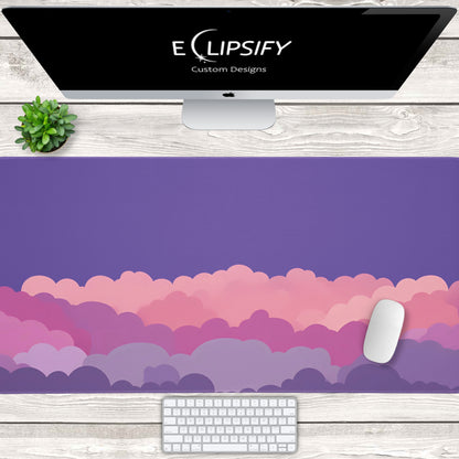 Gentle Dawn: Purple Minimalist Cute Clouds Gaming Mouse Pad