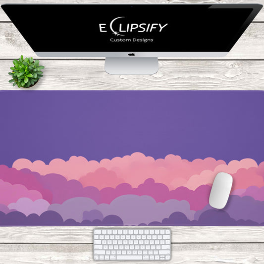 Gentle Dawn: Purple Minimalist Cute Clouds Gaming Mouse Pad