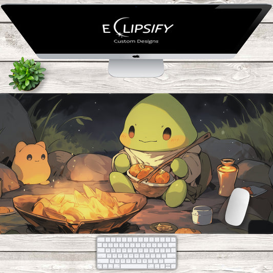 Cosy Feast: Cute Turtle Gaming Mouse Pad