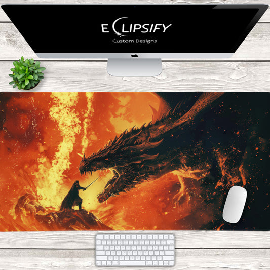 Inferno Clash: Warrior VS Dragon Gaming Mouse Pad