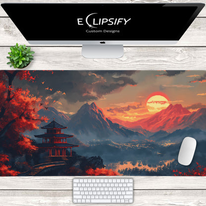 Sacred Zen: Japanese Pixel Art 8 Bit Landscape Gaming Mouse Pad