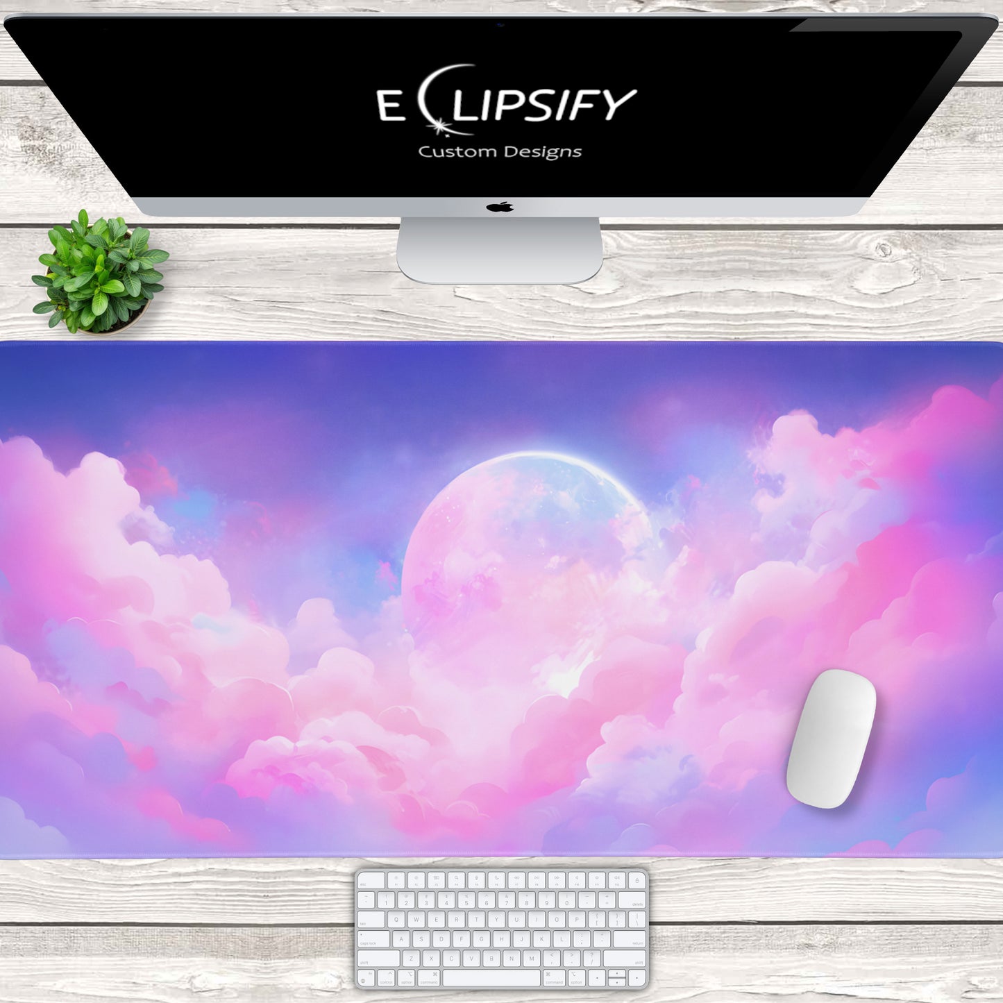 Blush Horizon: Cute Pastel Clouds Pink Gaming Mouse Pad