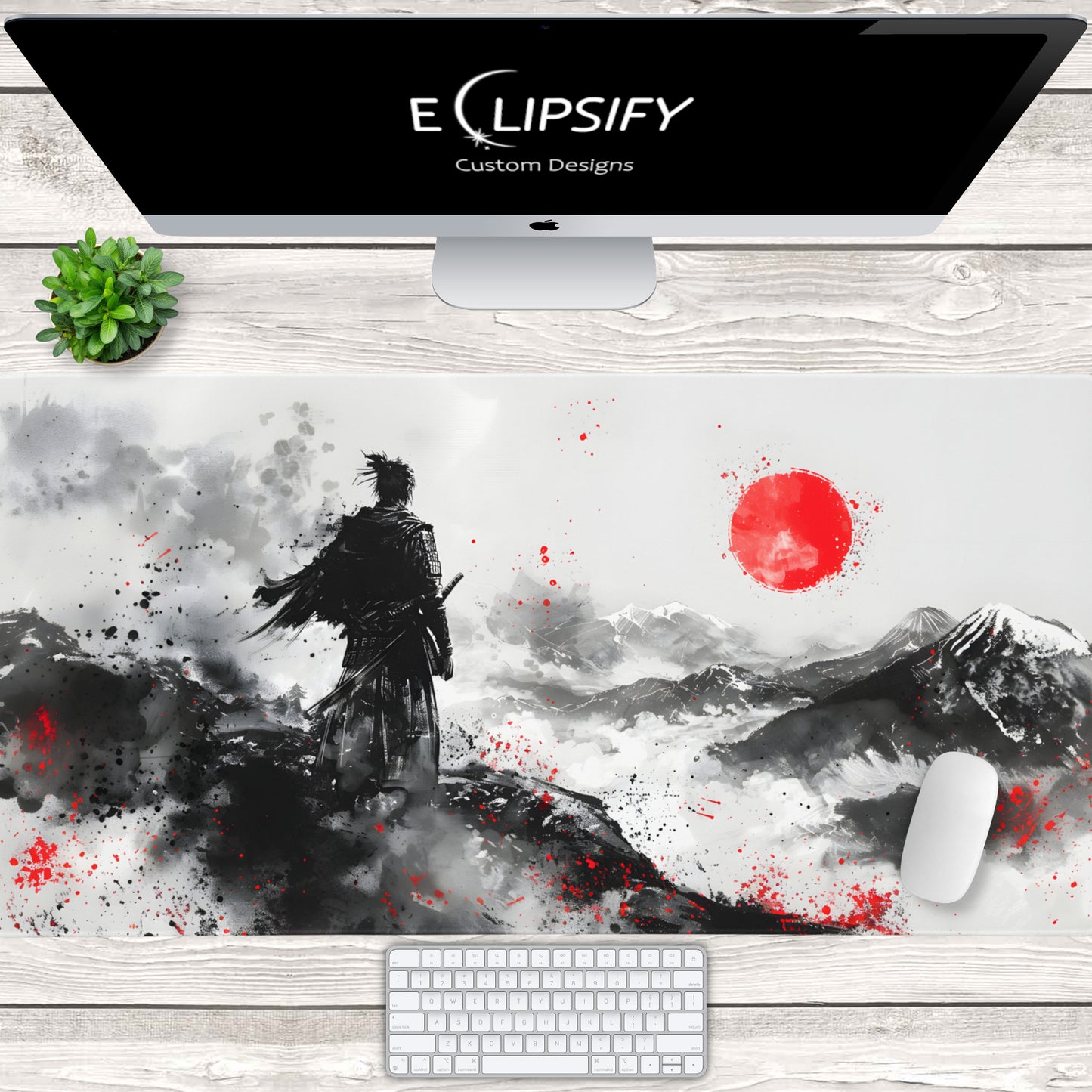 The Samurai Path: Japanese Samurai Ink Gaming Mouse Pad