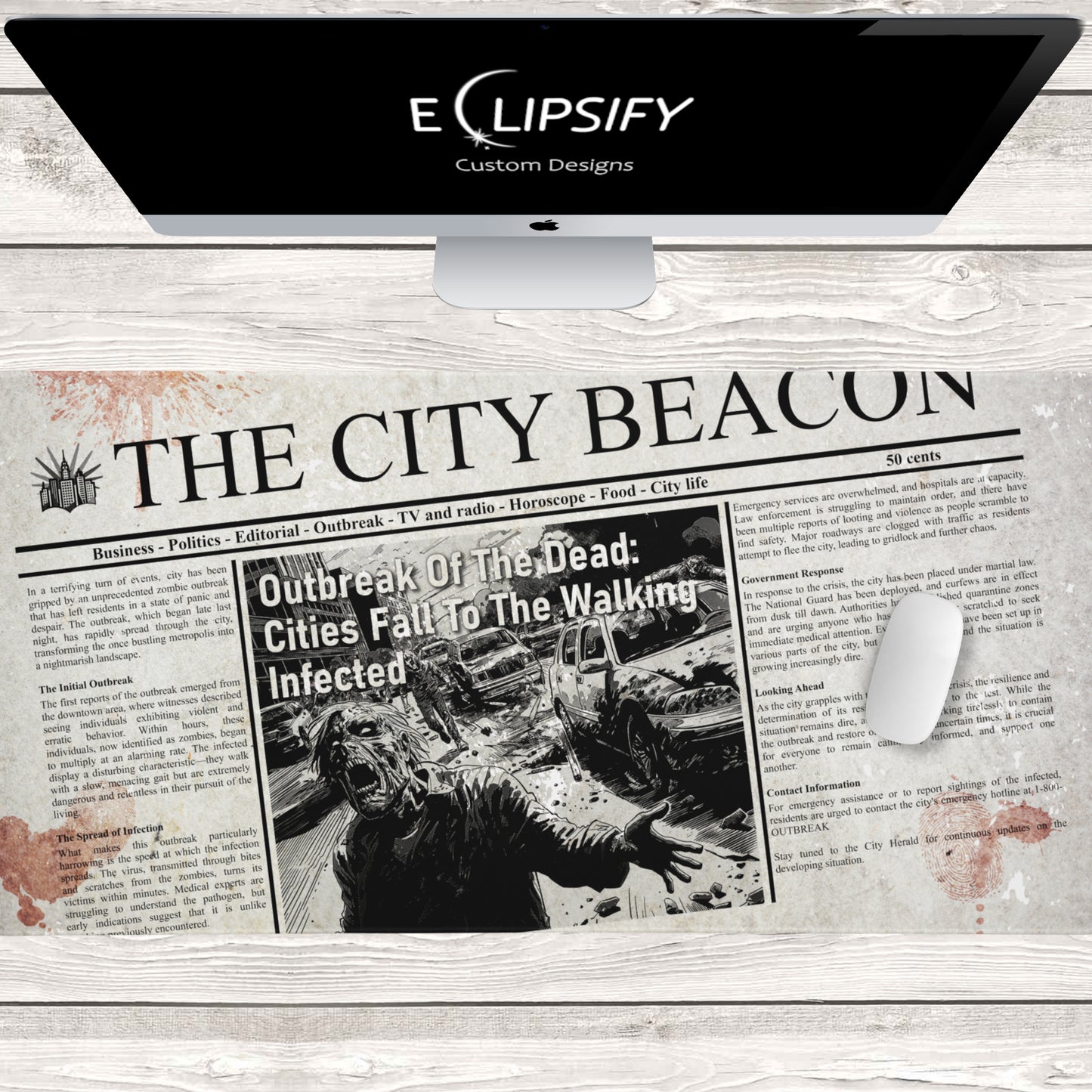 The Outbreak: Zombie Newspaper Mouse Pad