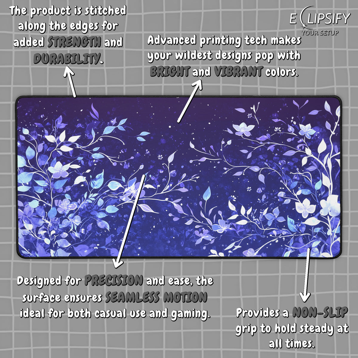 Floral Enchantment: Magical Blue Flowers Mouse Pad