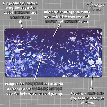 Floral Enchantment: Magical Blue Flowers Mouse Pad