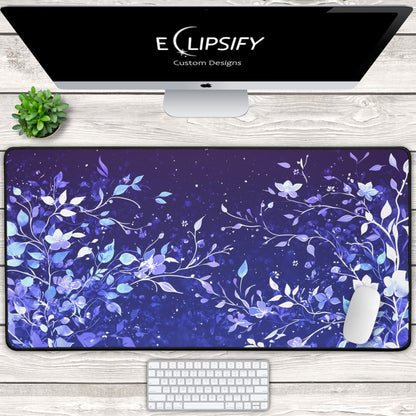 Floral Enchantment: Magical Blue Flowers Mouse Pad