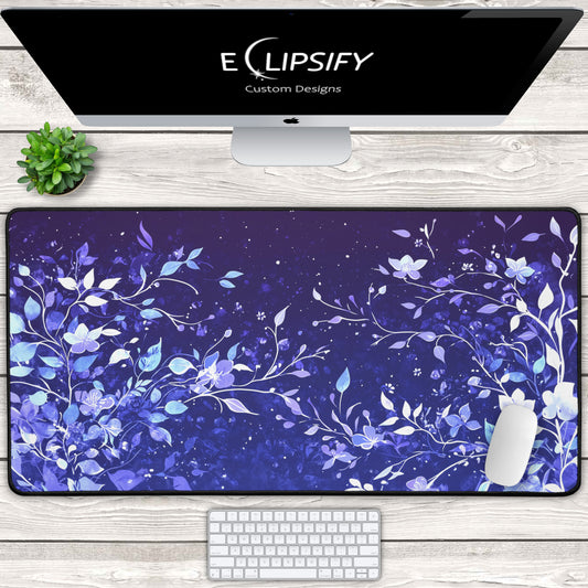 Floral Enchantment: Magical Blue Flowers Mouse Pad