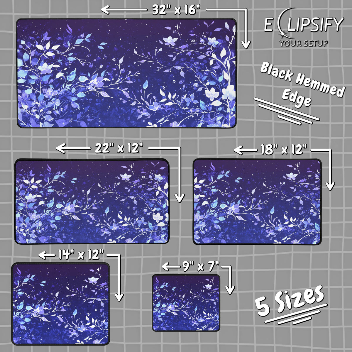 Floral Enchantment: Magical Blue Flowers Mouse Pad