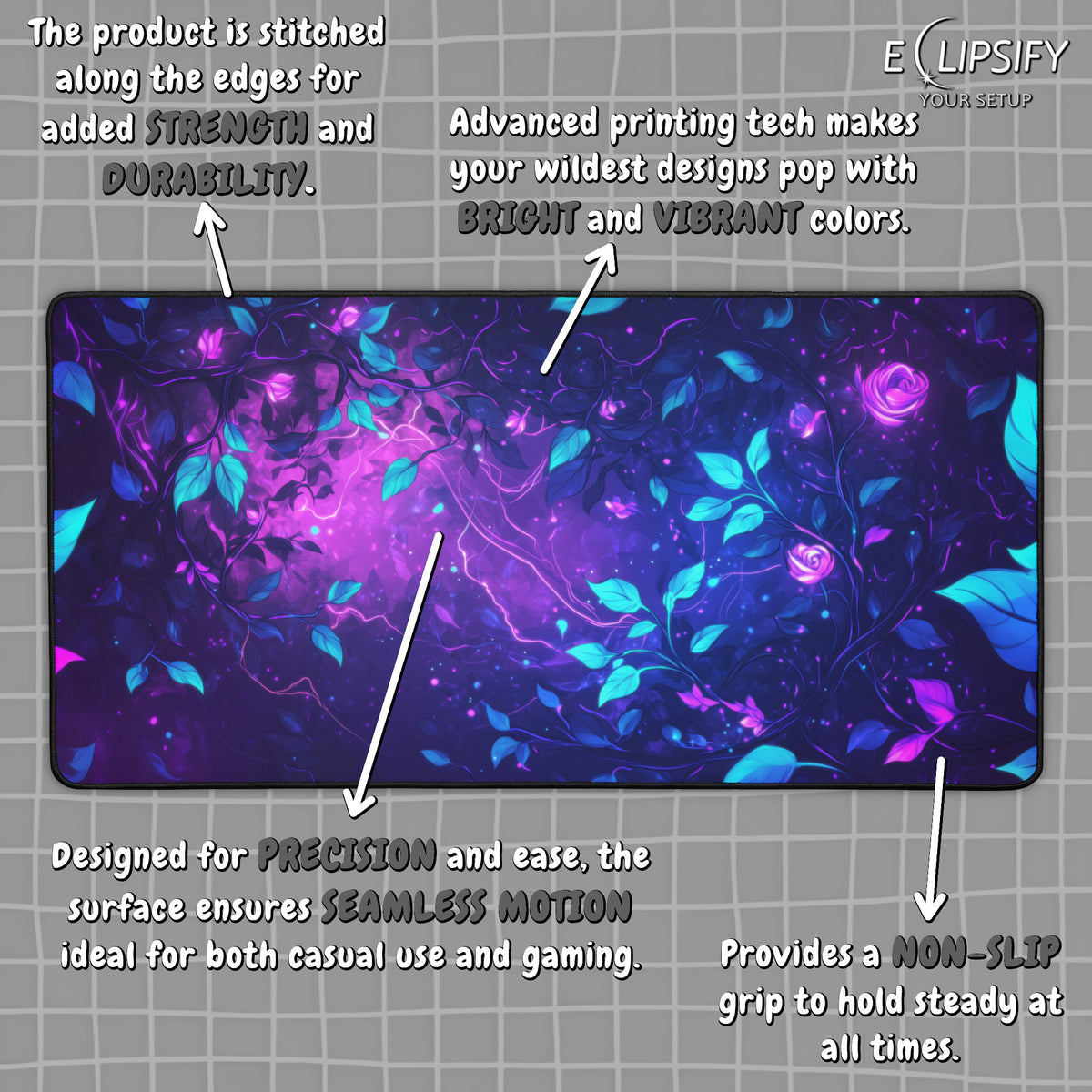 Enchanted Flora: Purple Magical Floral Mouse Pad
