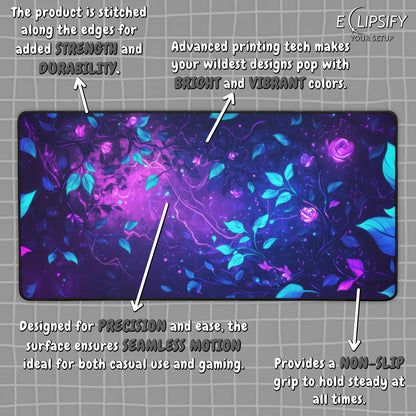 Enchanted Flora: Purple Magical Floral Mouse Pad