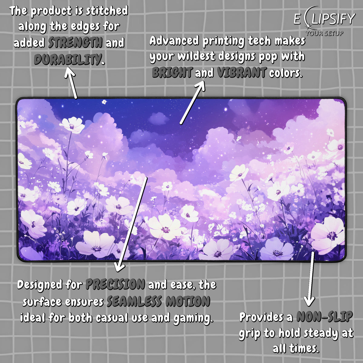 Lavender Meadow: Purple Flowers Floral Mouse Pad