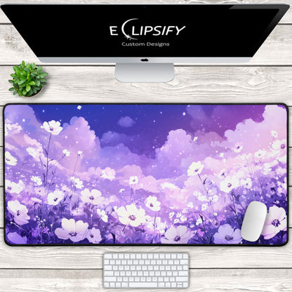 Lavender Meadow: Purple Flowers Floral Mouse Pad