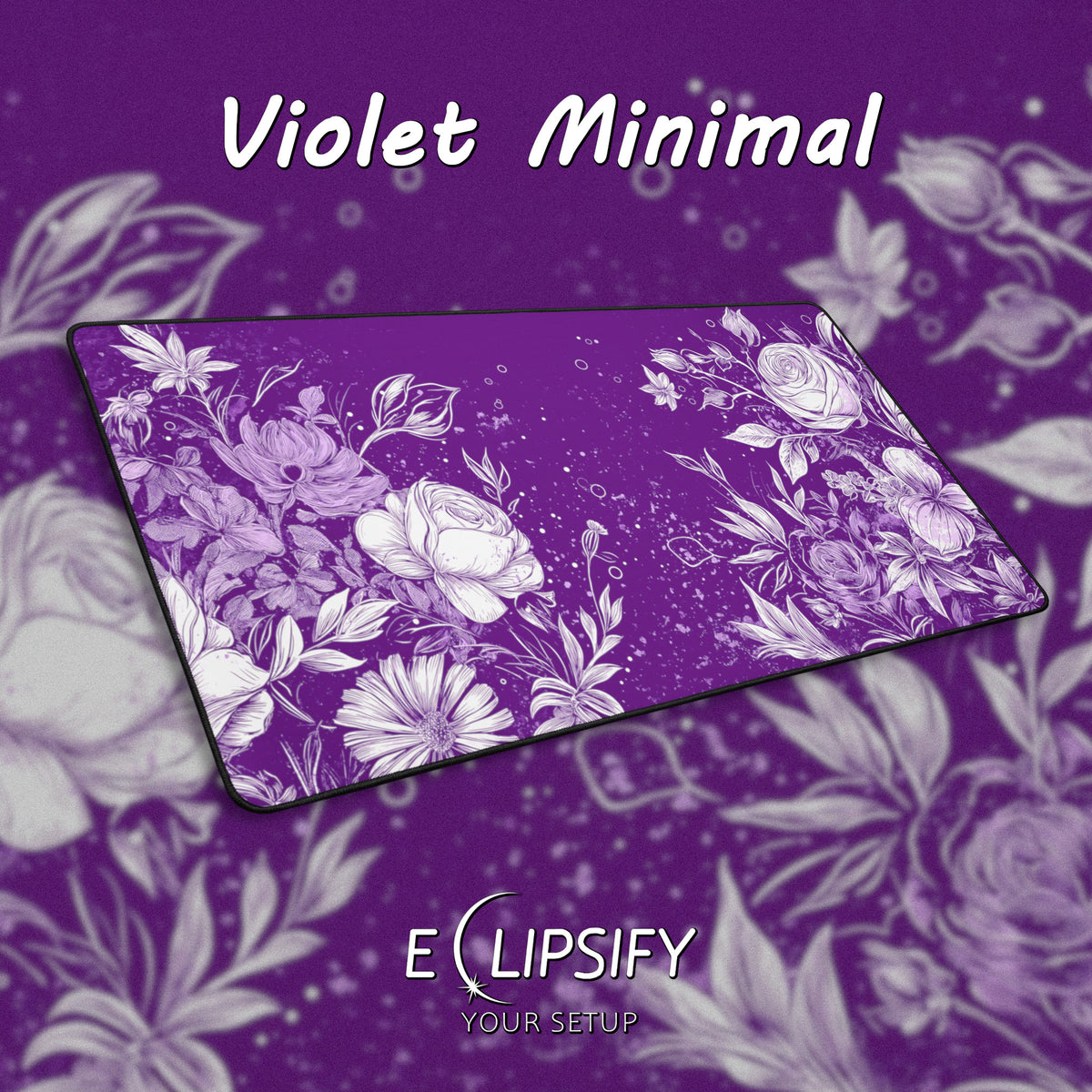 Violet Minimal: Purple and White Floral Mouse Pad