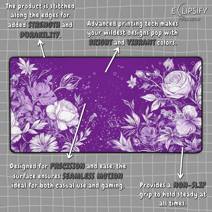 Violet Minimal: Purple and White Floral Mouse Pad