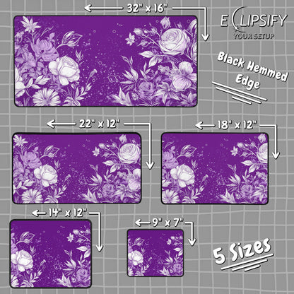 Violet Minimal: Purple and White Floral Mouse Pad