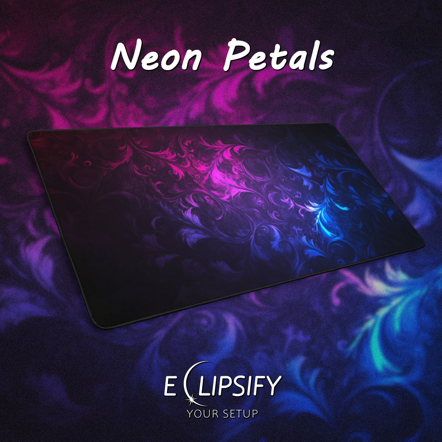 Neon Petals: Floral Gaming Mouse Pad