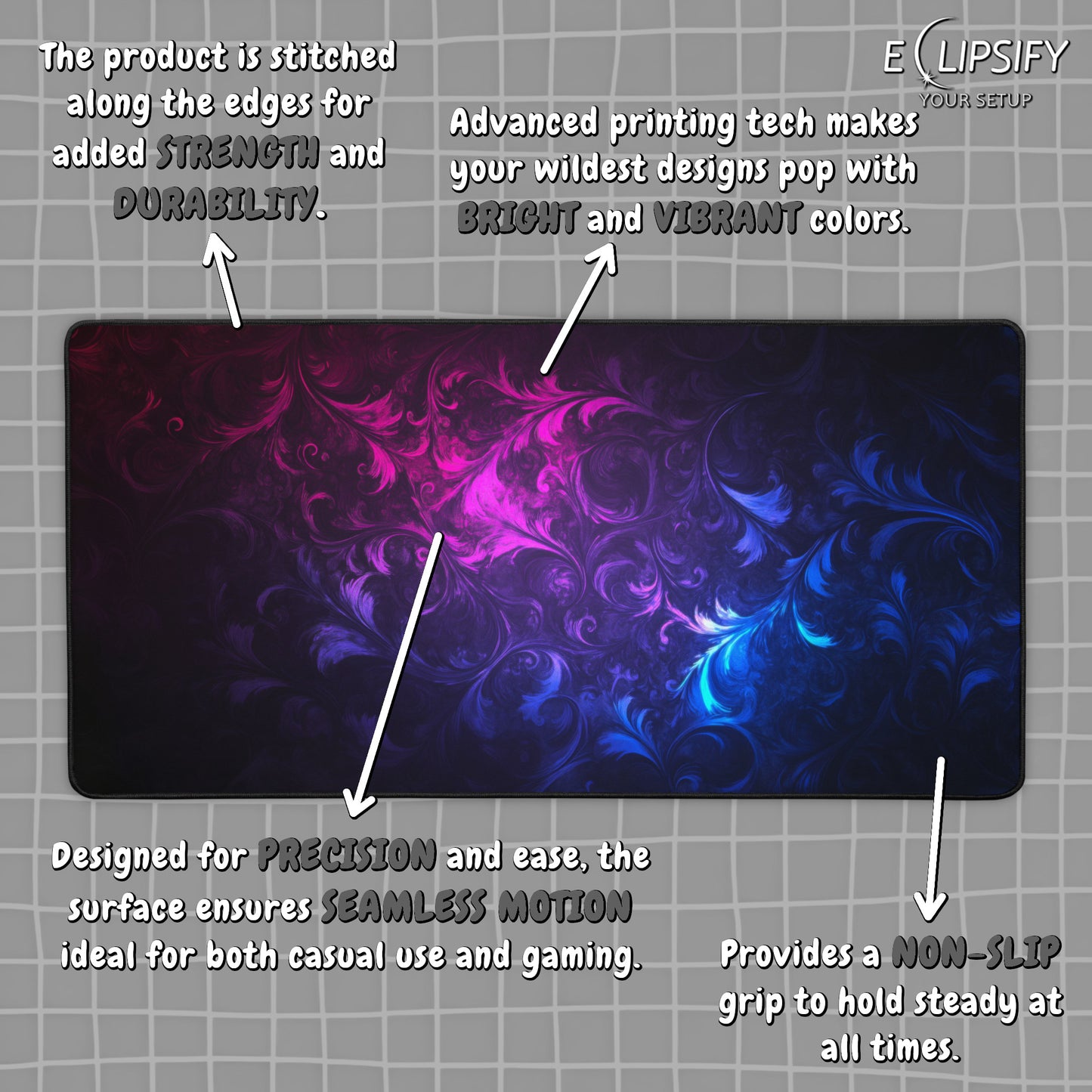 Neon Petals: Floral Gaming Mouse Pad
