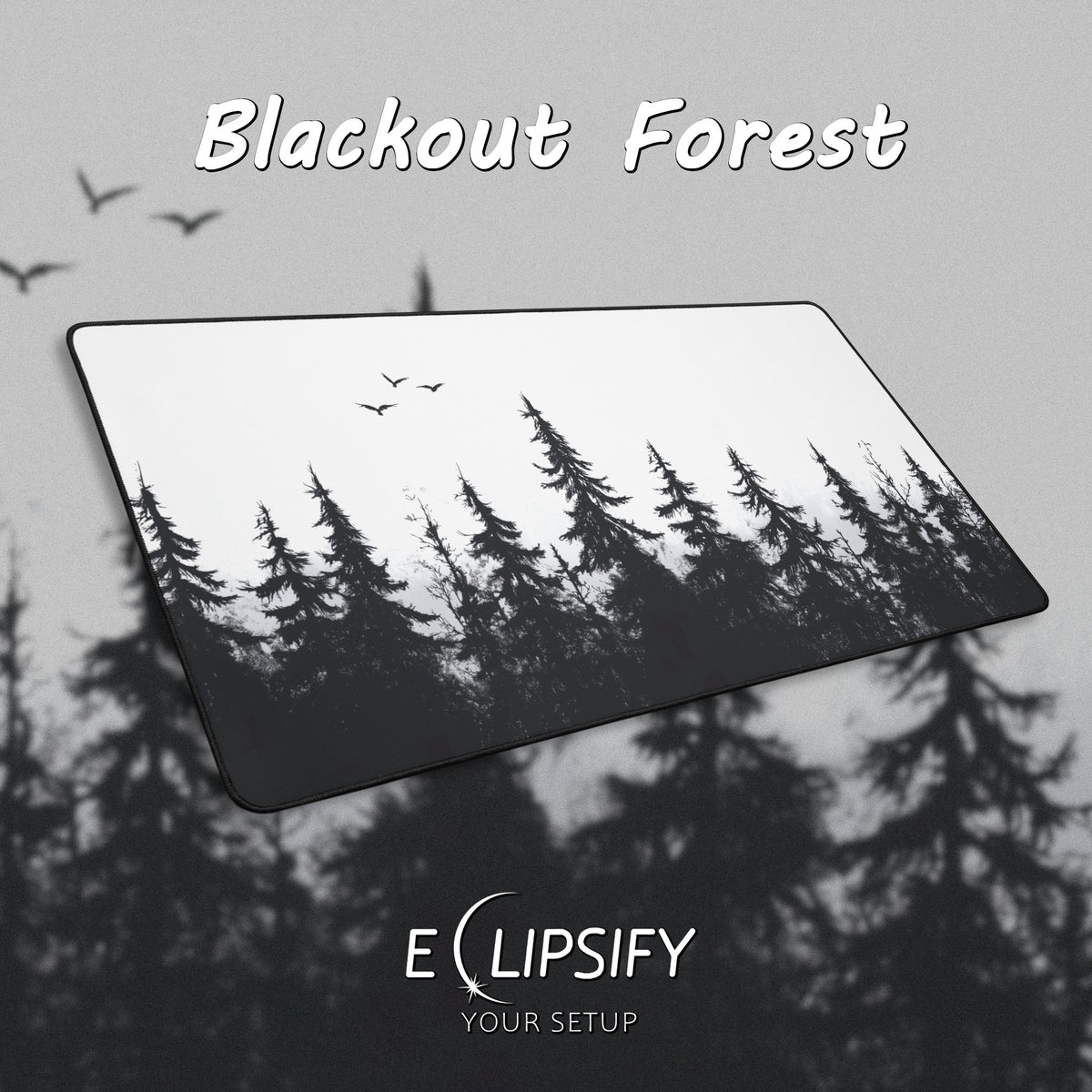 Blackout Forest: Tree Landscape Minimalist Mouse Pad