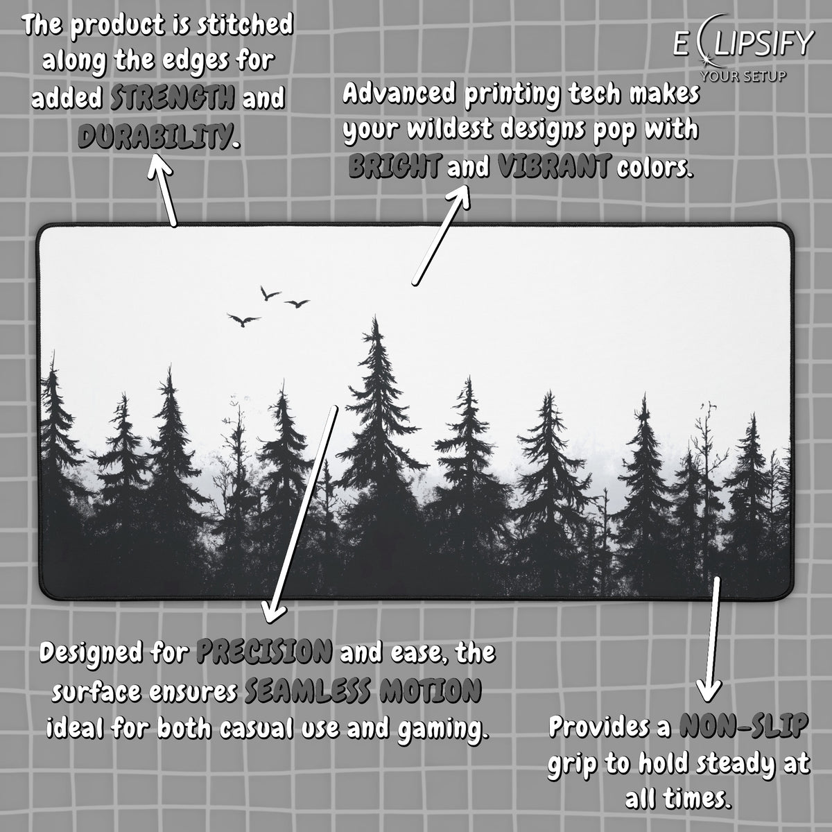 Blackout Forest: Tree Landscape Minimalist Mouse Pad