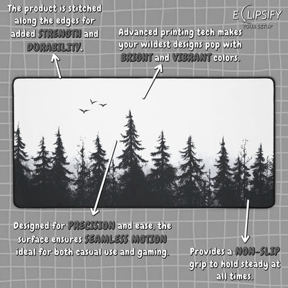 Blackout Forest: Tree Landscape Minimalist Mouse Pad