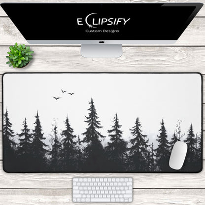 Blackout Forest: Tree Landscape Minimalist Mouse Pad