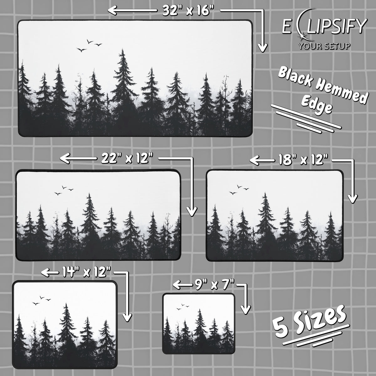 Blackout Forest: Tree Landscape Minimalist Mouse Pad
