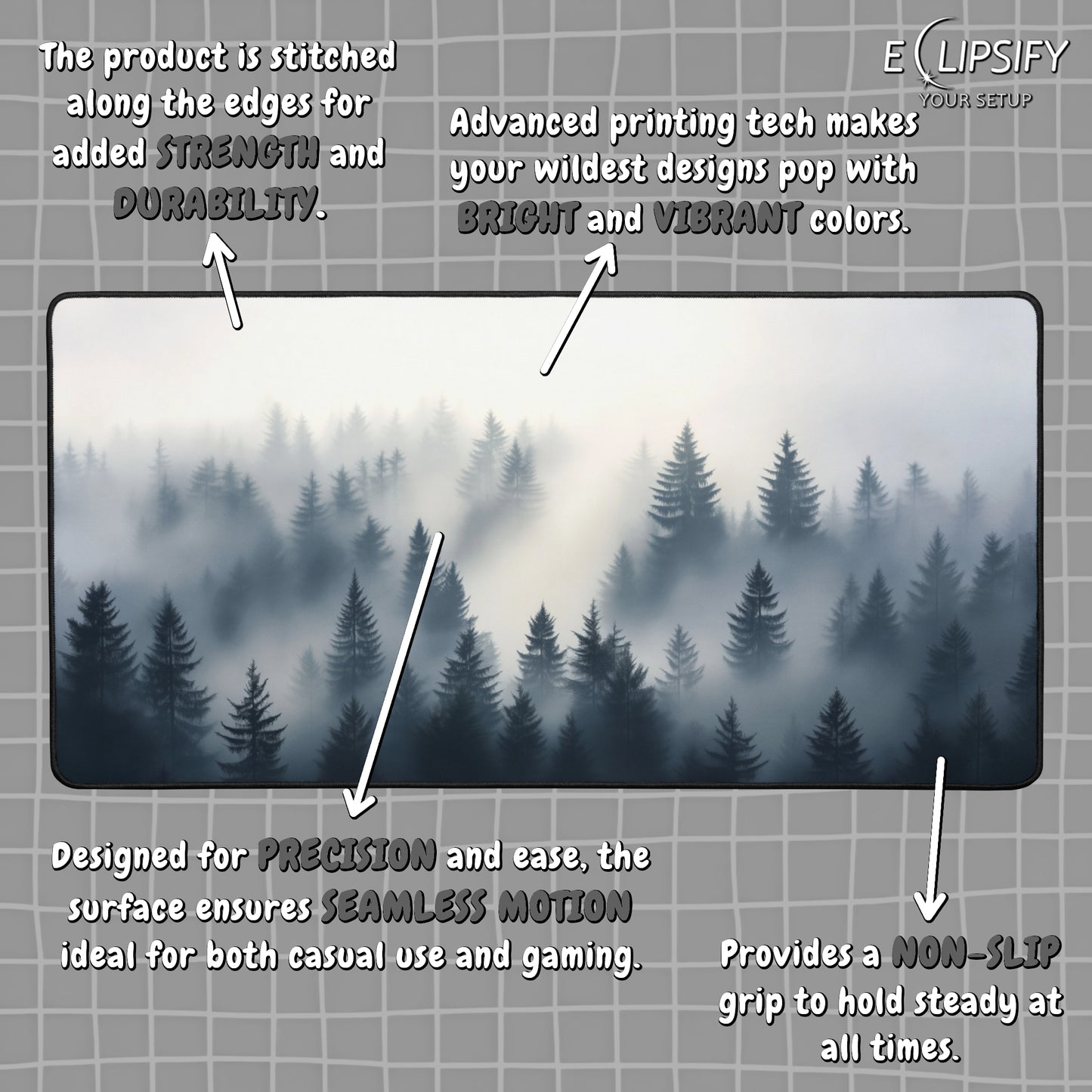 Misty Forest: Minimalist Forest Landscape Gaming Mouse Pad