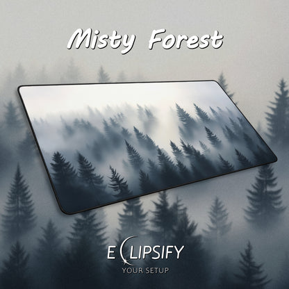 Misty Forest: Minimalist Forest Landscape Gaming Mouse Pad