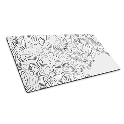 Creative Cartography: White Topographic Pattern Gaming Mouse Pad