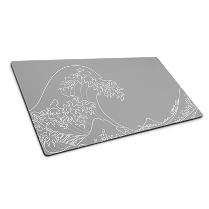 The Great Wave Off Kanagawa Grey Minimalist Gaming Mouse Pad