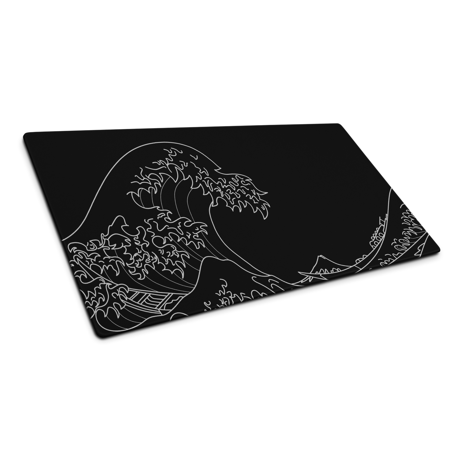 The Great Wave Off Kanagawa Black Minimalist Gaming Mouse Pad