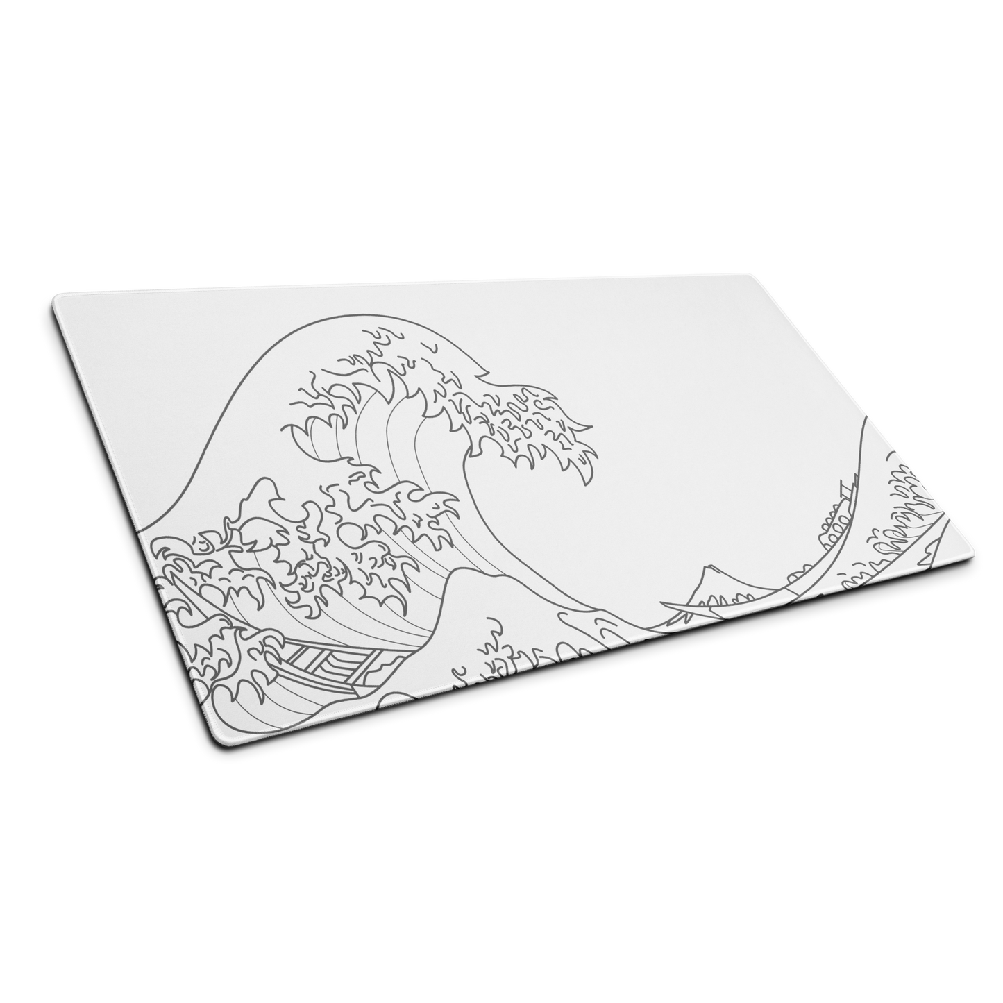 The Great Wave Off Kanagawa White Minimalist Gaming Mouse Pad