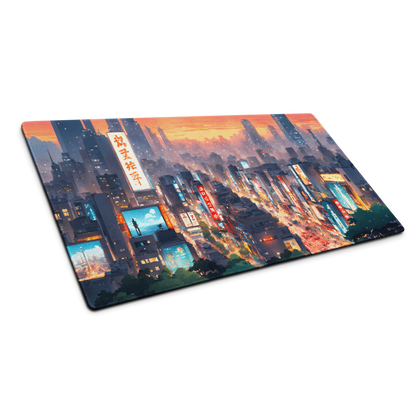 Digital District: Pixel Art Cyberpunk City Gaming Mouse Pad