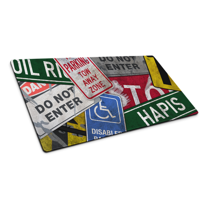 Road Kill: Rusty Road Sign Gaming Mouse Pad