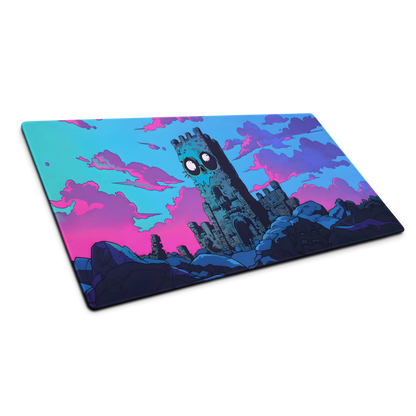 Nightmare Fortress: Blue And Pink Castle Gaming Mouse Pad