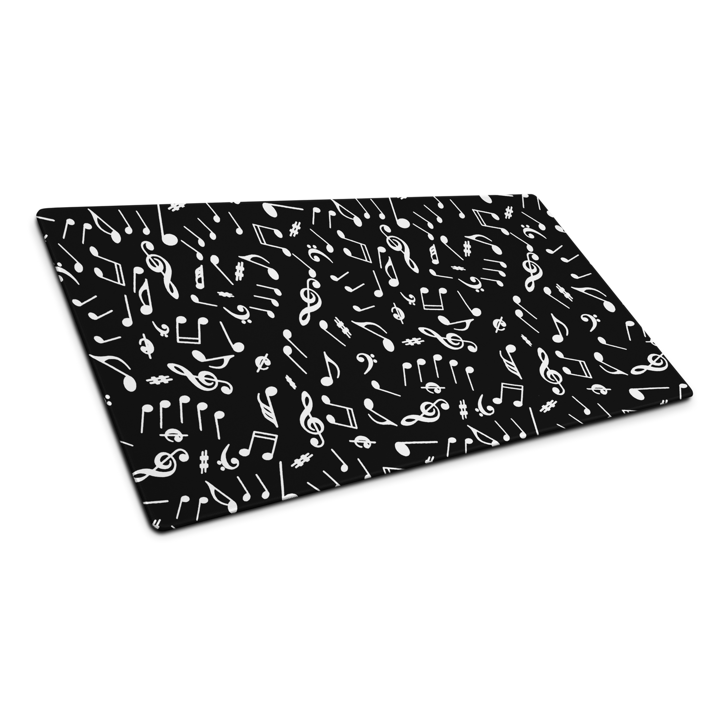 Harmony Lines: Music Notes Black Minimalist Pattern Mouse Pad