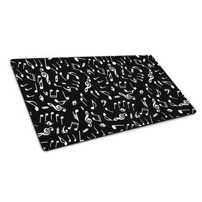 Harmony Lines: Music Notes Black Minimalist Pattern Mouse Pad