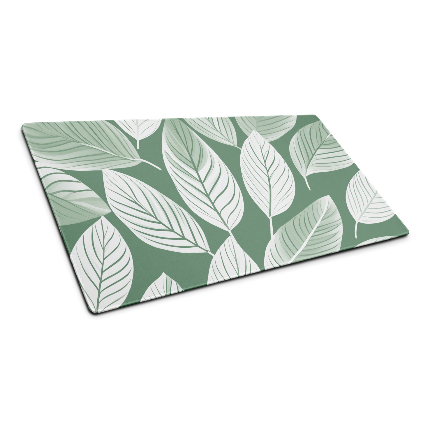 Leafy Layers: Green Leaf Minimalist Pattern Mouse Pad