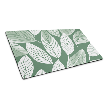 Leafy Layers: Green Leaf Minimalist Pattern Mouse Pad