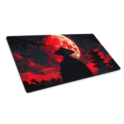 Crimson Moon: Japanese Samurai Gaming Mouse Pad