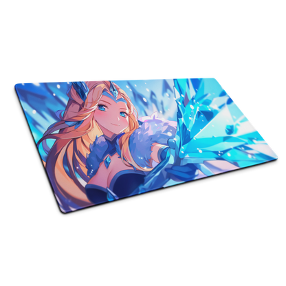 Frostfall Elegance: Crystal Anime Girl Gaming Mouse Pad